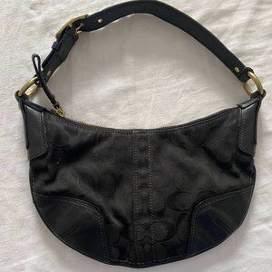 Coach Purse Vintage Signature Soho Buckle Shoulder Bag Black and Gold